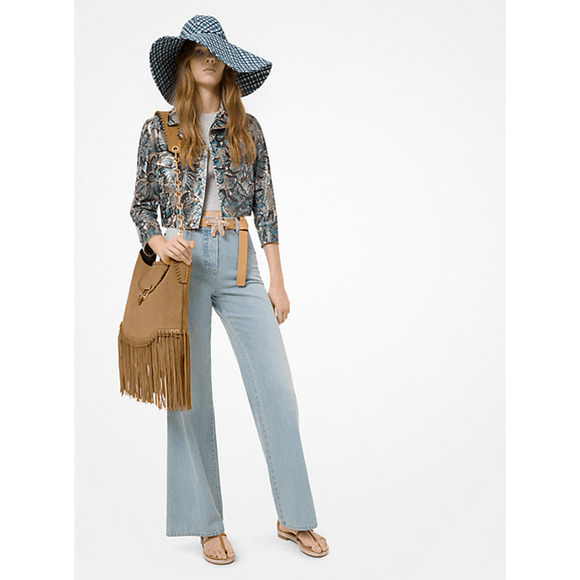 MICHAEL KORS COLLECTION Wide Leg Denim Jeans Light Blue Wash Italy Womens 8 - Picture 9 of 9